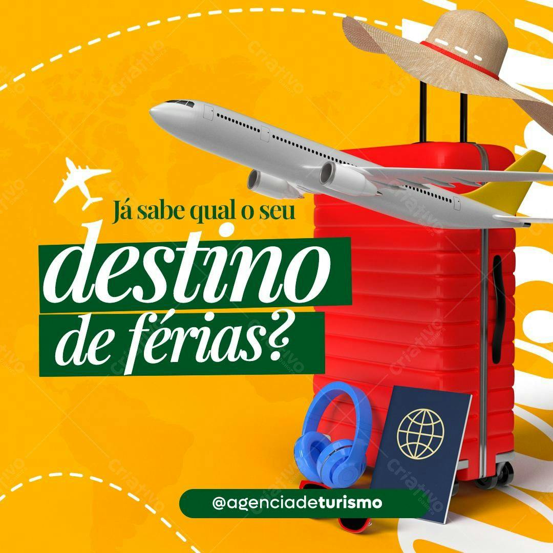 Post para Viagem de Férias PSD Editável