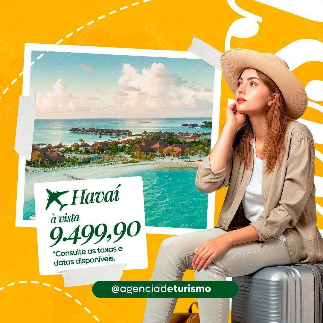 Postagem para Promoção de Viagem ao Havaí PSD Editável