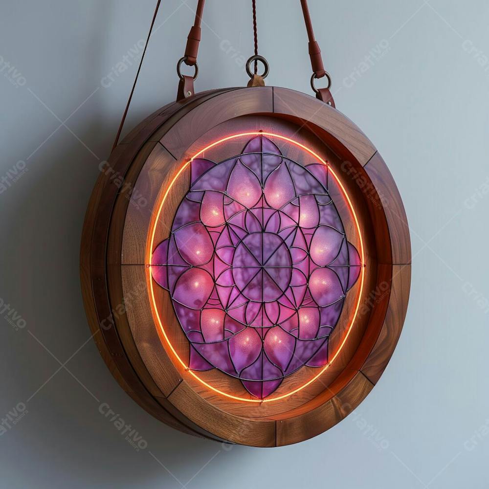 Elemento de madeira com luzes