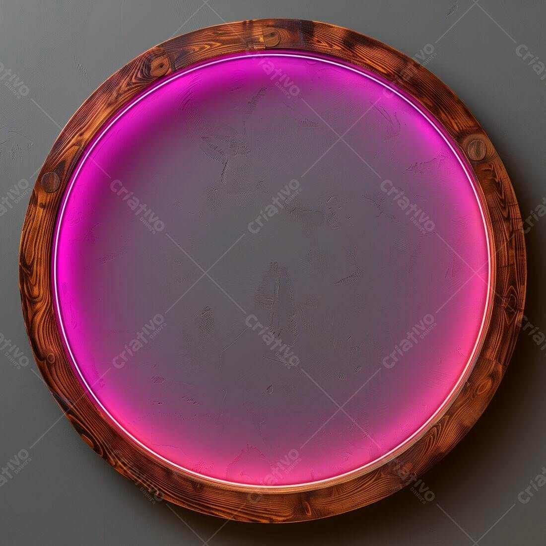 Moldura de madeira com iluminação rosa