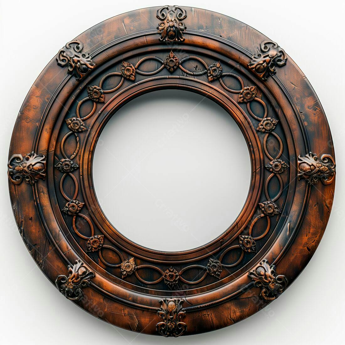 Moldura circular marrom escura estilo antigo
