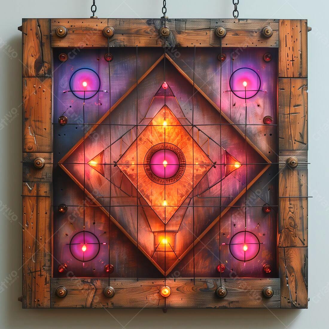 Arte Abstrata Iluminada com tons avermelhados e roxos