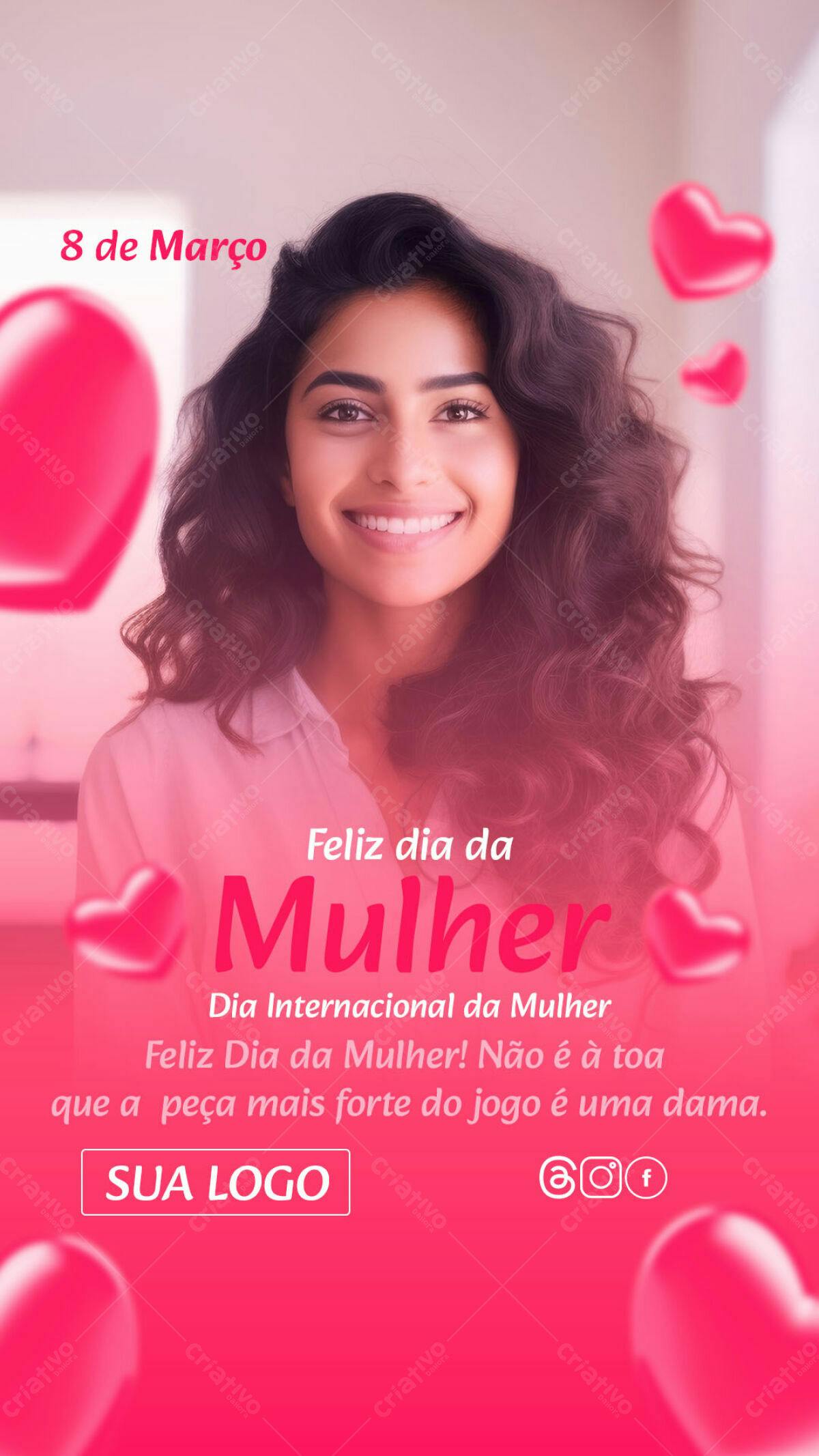 Post para Dia Internacional da Mulher PSD Editável