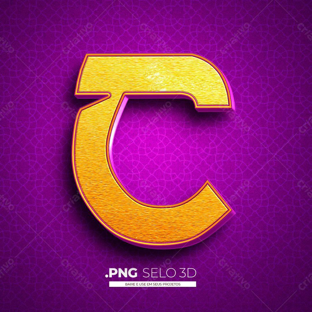 Selo 3D dourado e roxo PNG com fundo transparente