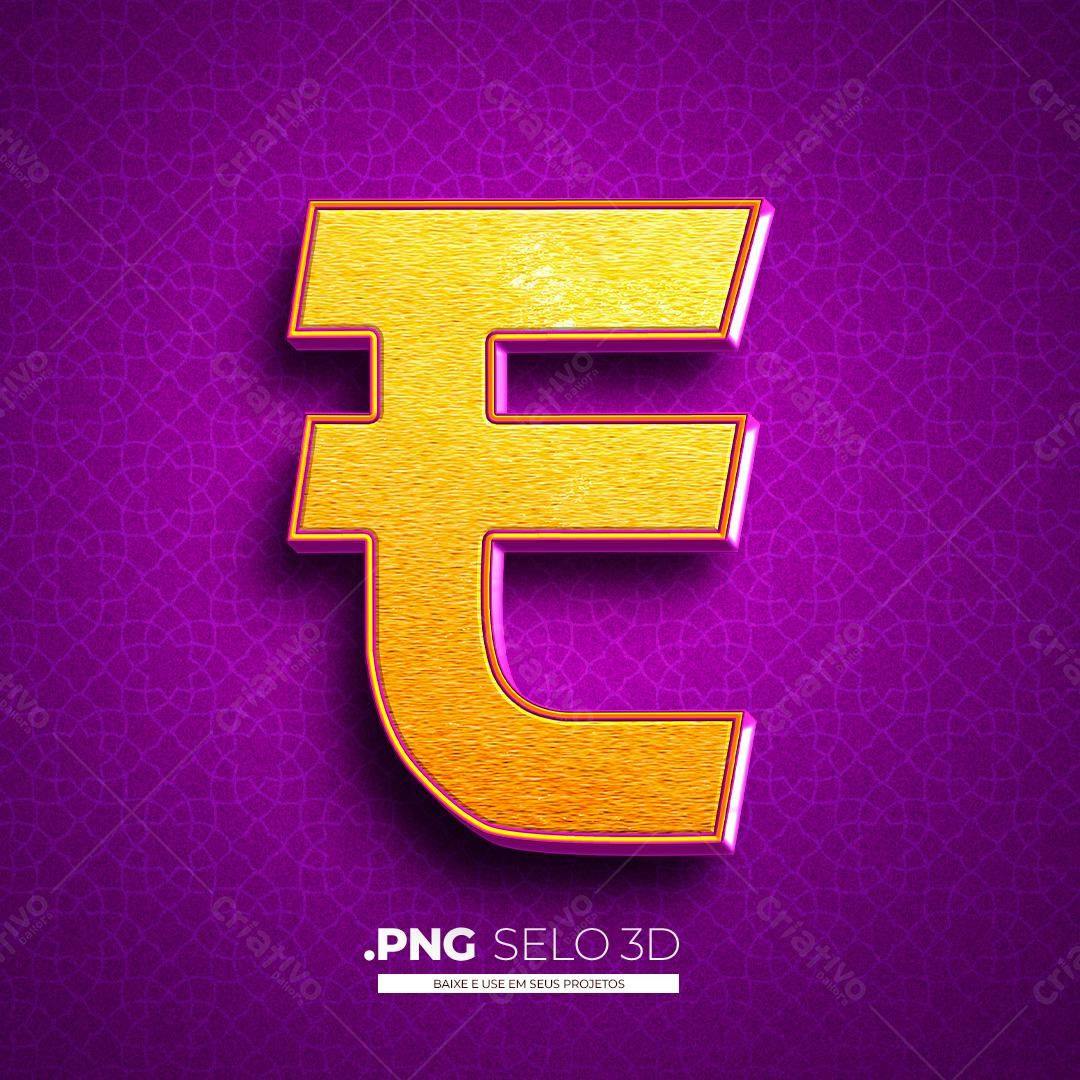 Selo Euro Dourado PNG com fundo transparente