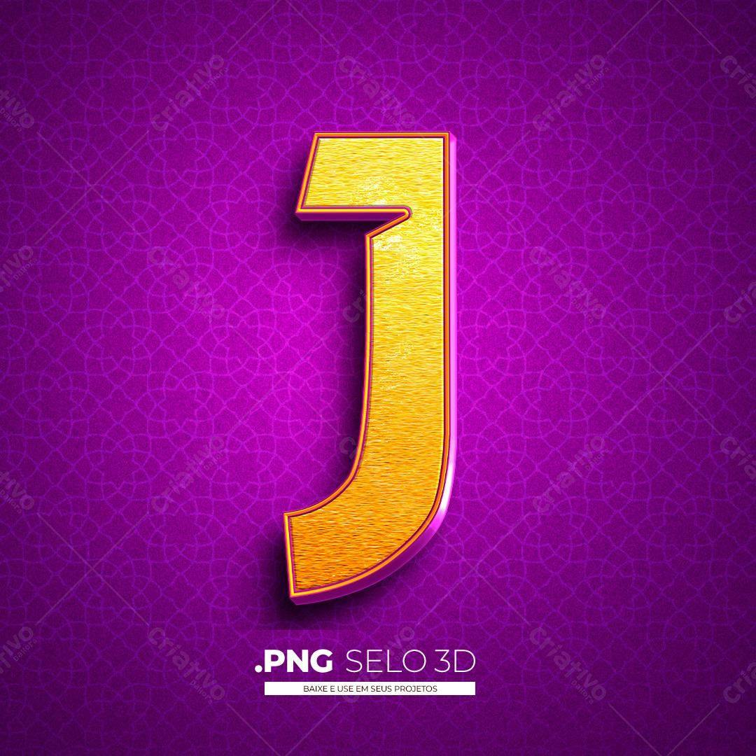 Selo Letra J Dourada PNG com fundo transparente