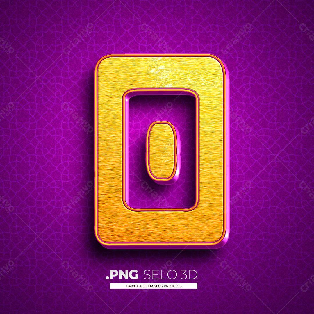 Selo 3D Dourado e Roxo PNG com fundo transparente
