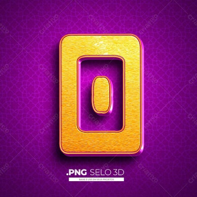 Selo 3D Dourado e Roxo PNG com fundo transparente