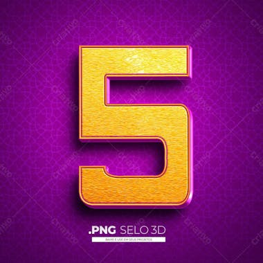 Número 5 elementos 3d psd