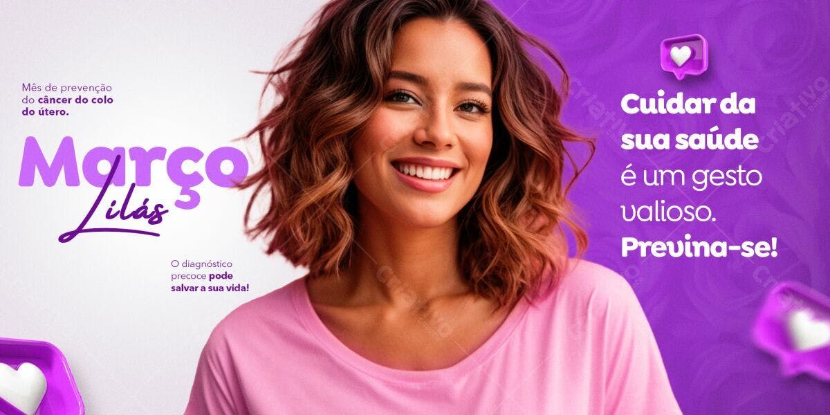 Banner Março Lilás PSD Editável