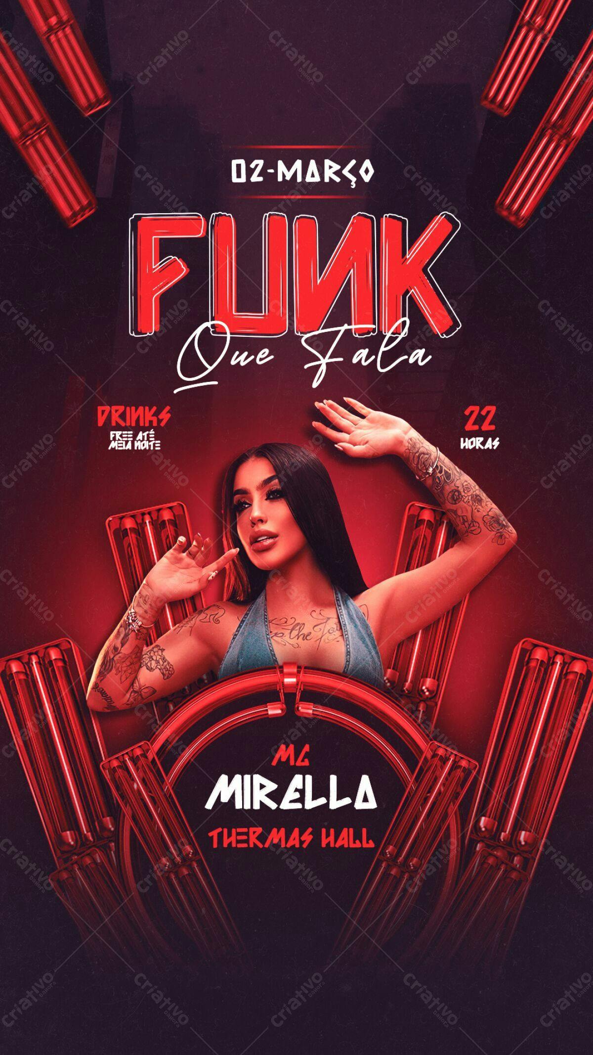 Flyer para Festa Funk com MC Mirella PSD Editável