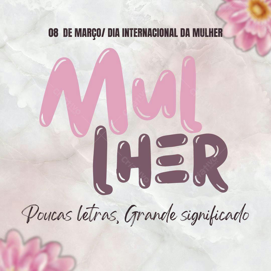 Post Instagram Dia Internacional da Mulher Rosa e Roxo Editável no Canva