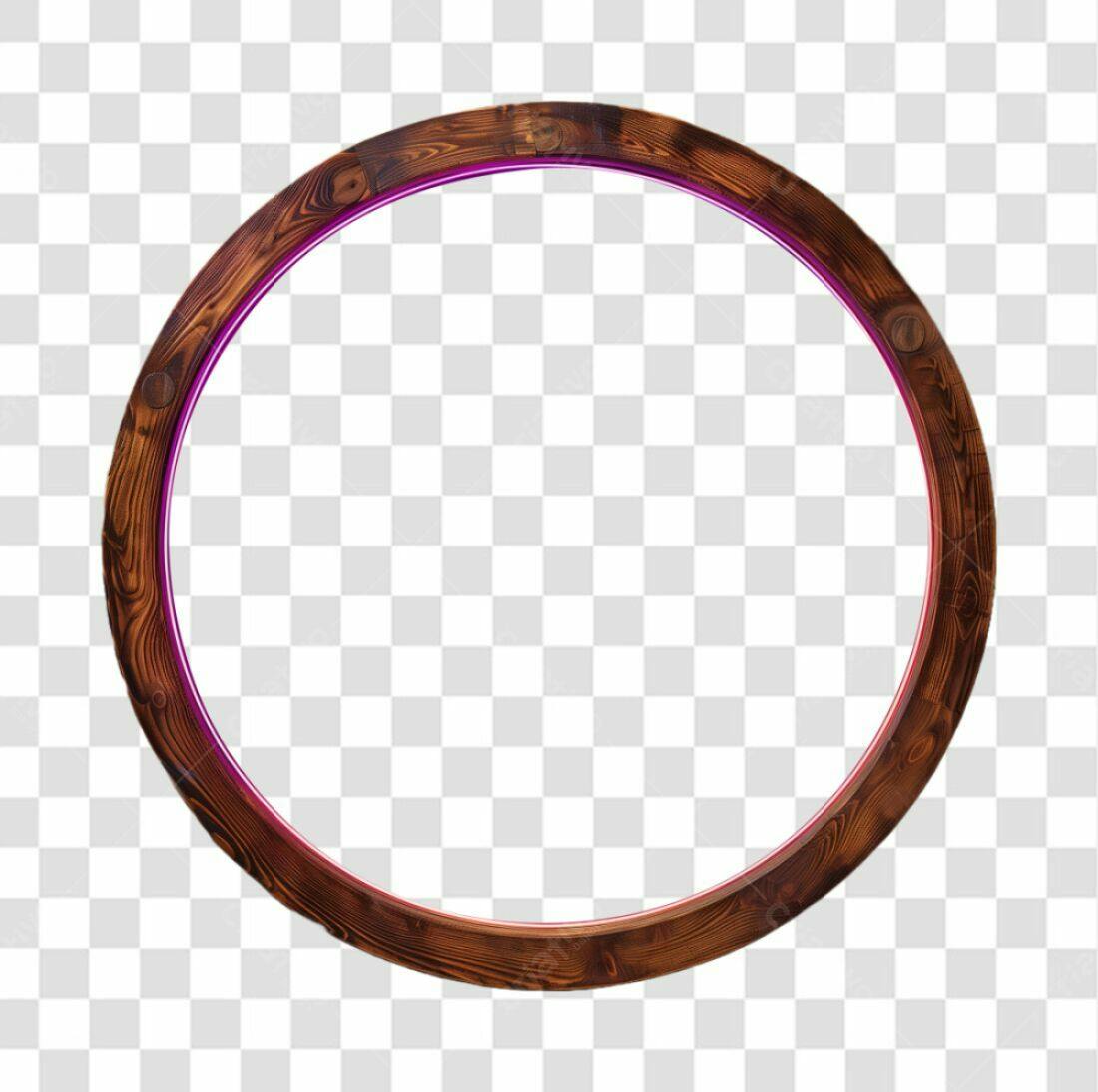Moldura Circular Madeira PNG com fundo transparente