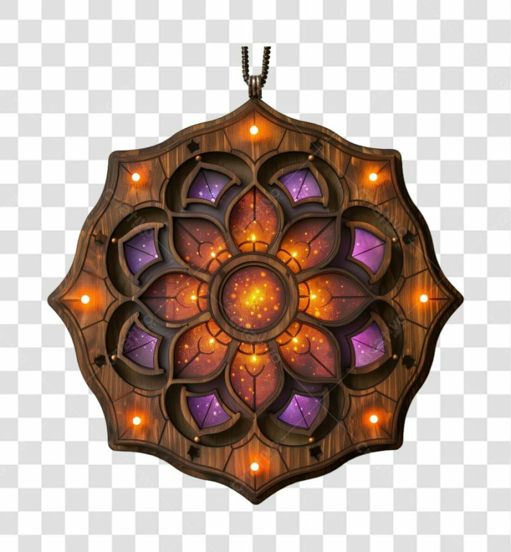 Elemento de madeira com luzes 