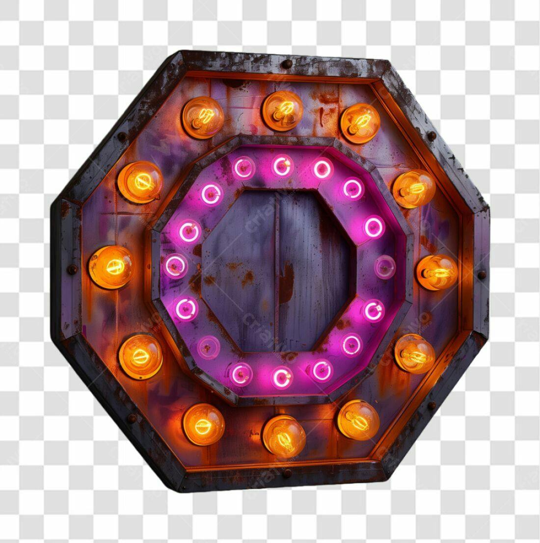 Icone Neon Retrô com Lâmpadas PNG com fundo transparente