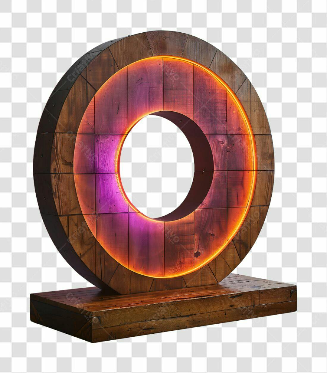 Icone Circular Madeira Iluminado PNG com fundo transparente