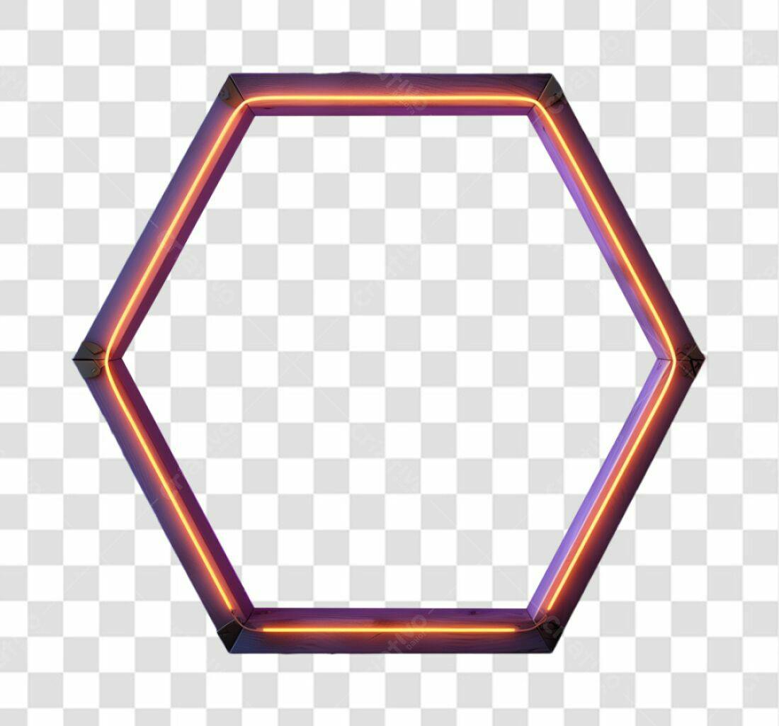 Moldura Hexagonal Neon PNG com fundo transparente
