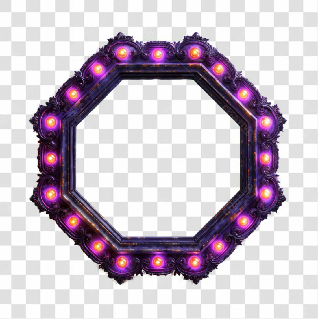 Moldura PNG com fundo transparente Roxo e Lâmpadas