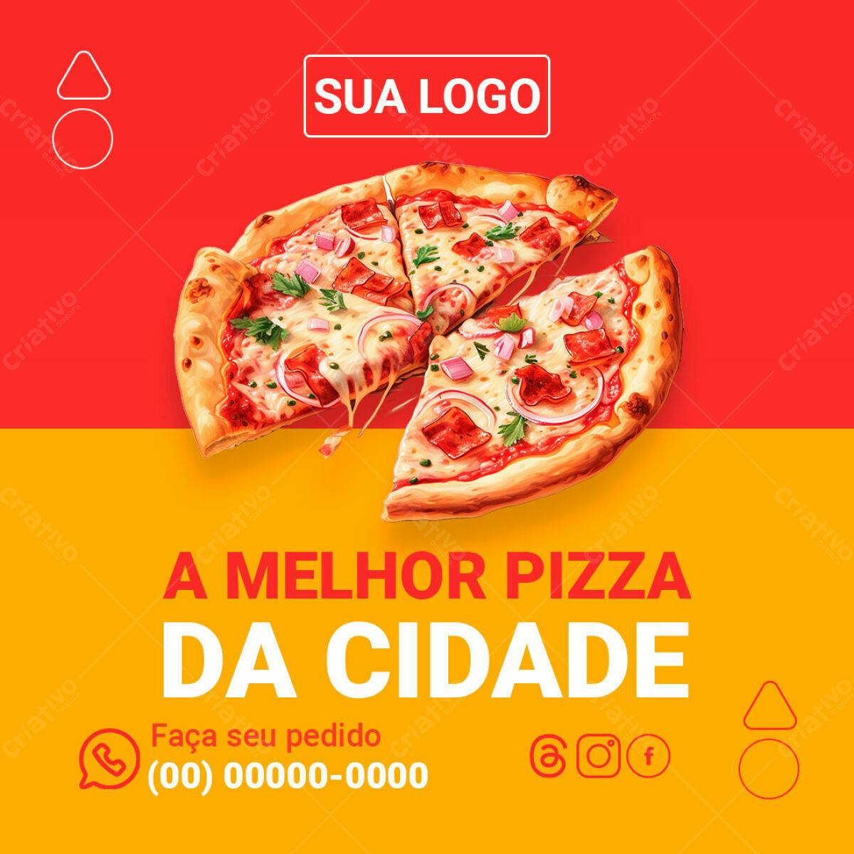 Post de Pizza para Redes Sociais PSD Editável