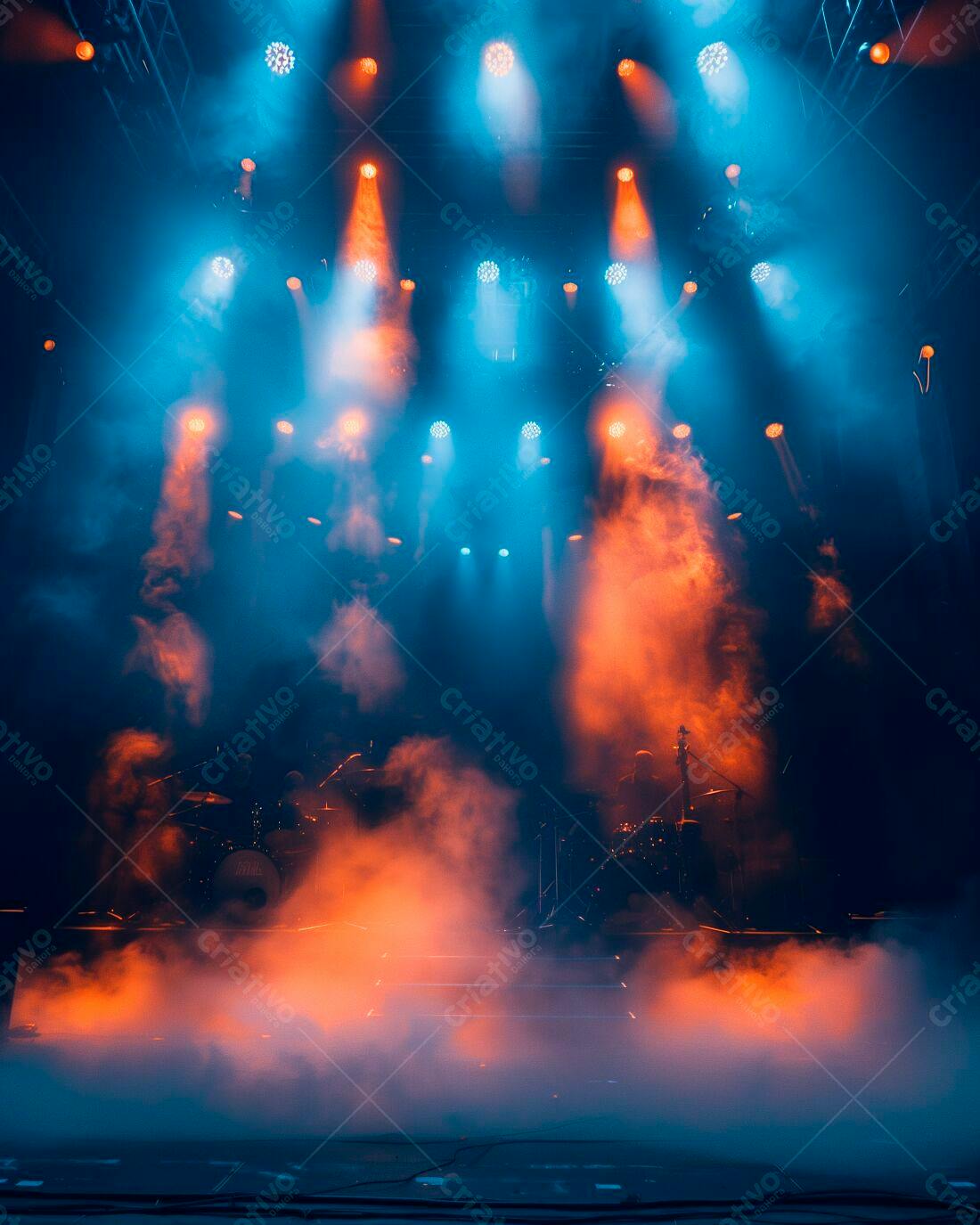 Show de Música Luzes azuis e laranjas