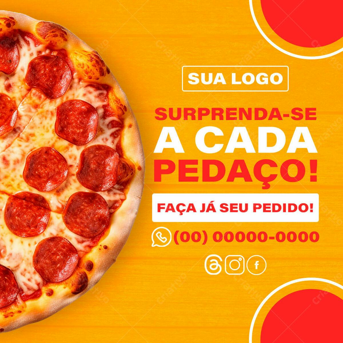 Post de Pizza para Redes Sociais PSD Editável