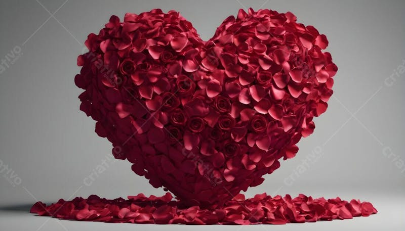 Composição de coração formado por pétalas de rosas v.1