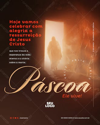 Feed data comemorativa páscoa celebre a ressurreição de jesus cristo psd editável 02 24