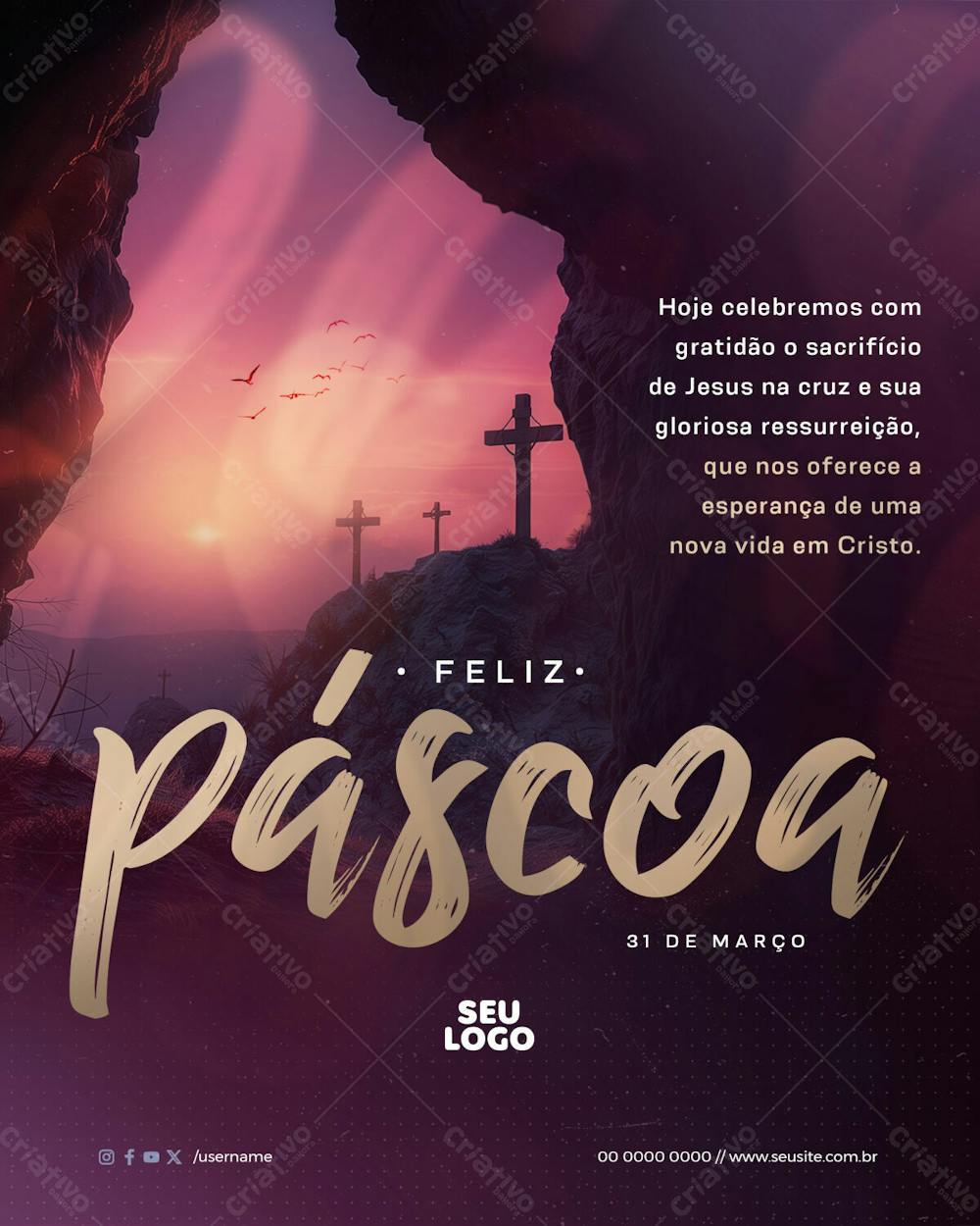 Feed   Data Comemorativa   Páscoa   Celebre Com Gratidão O Sacrifício De Jesus Na Cruz   Psd Editável 02 24
