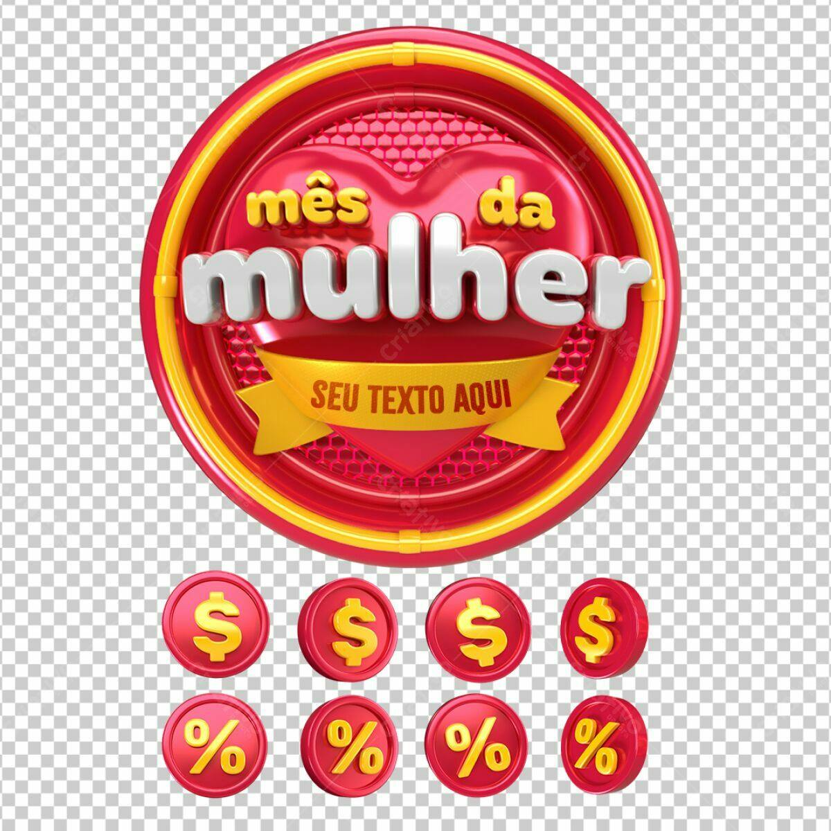 Badge Mês da Mulher PSD Editável