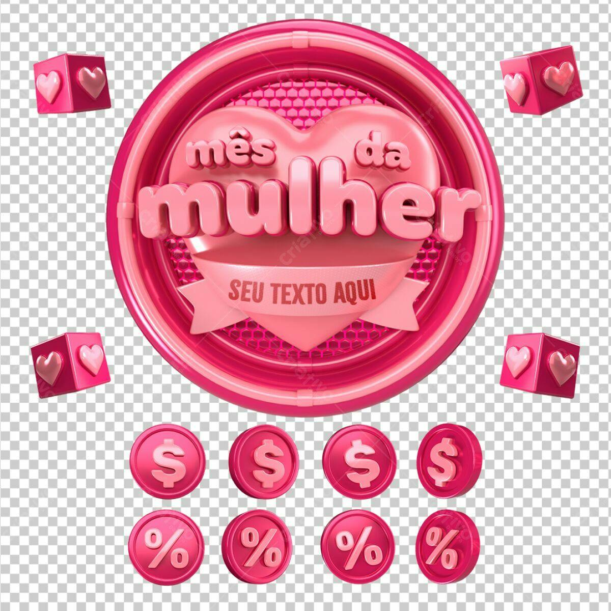 Badge Mês da Mulher PSD Editável