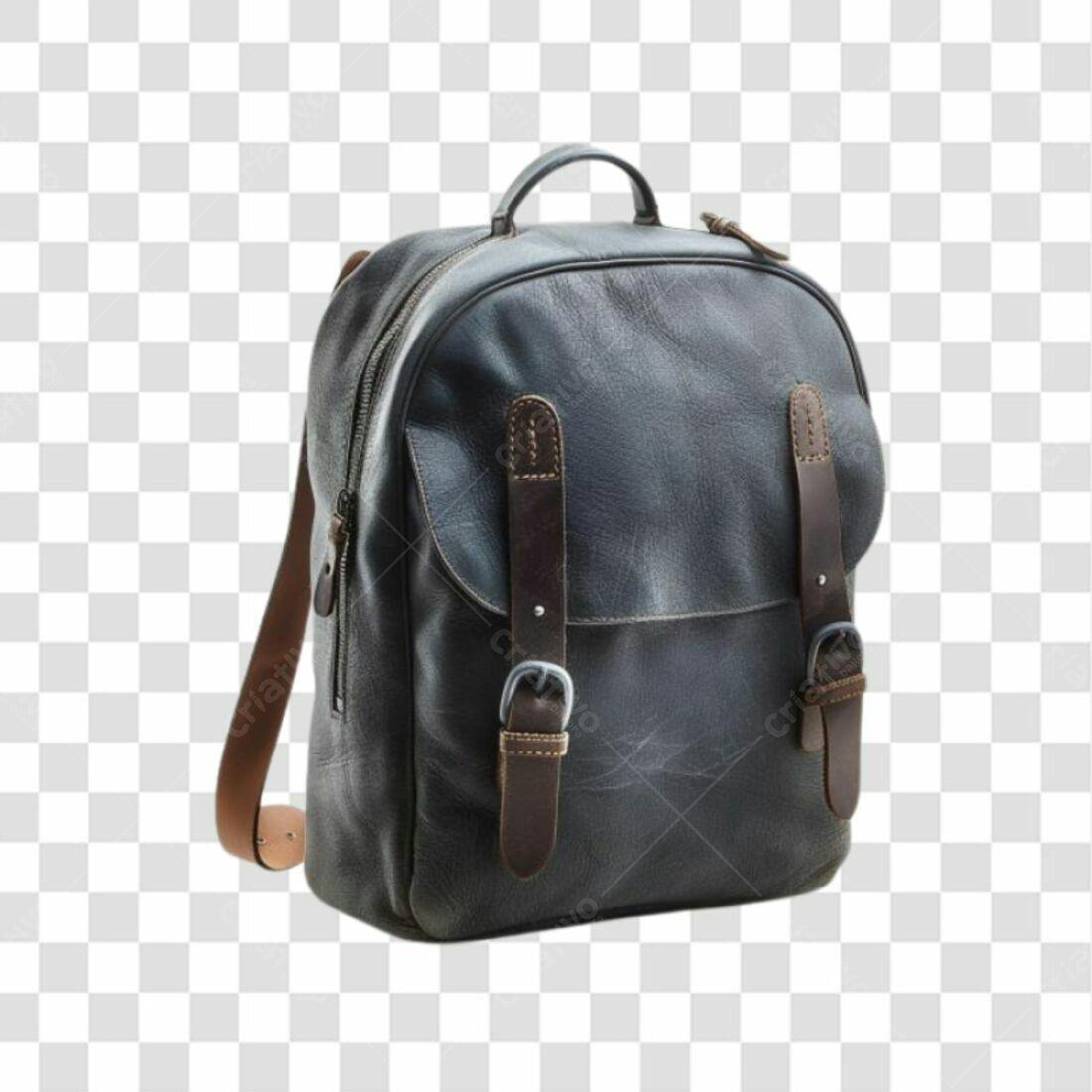 Icone Mochila de Couro Marrom e Cinza PNG com fundo transparente