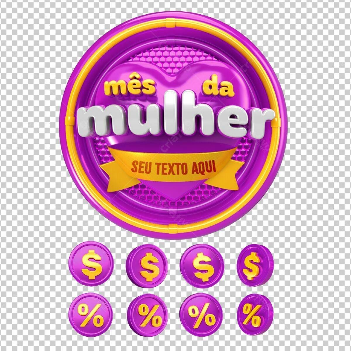Badge Mês da Mulher PSD Editável