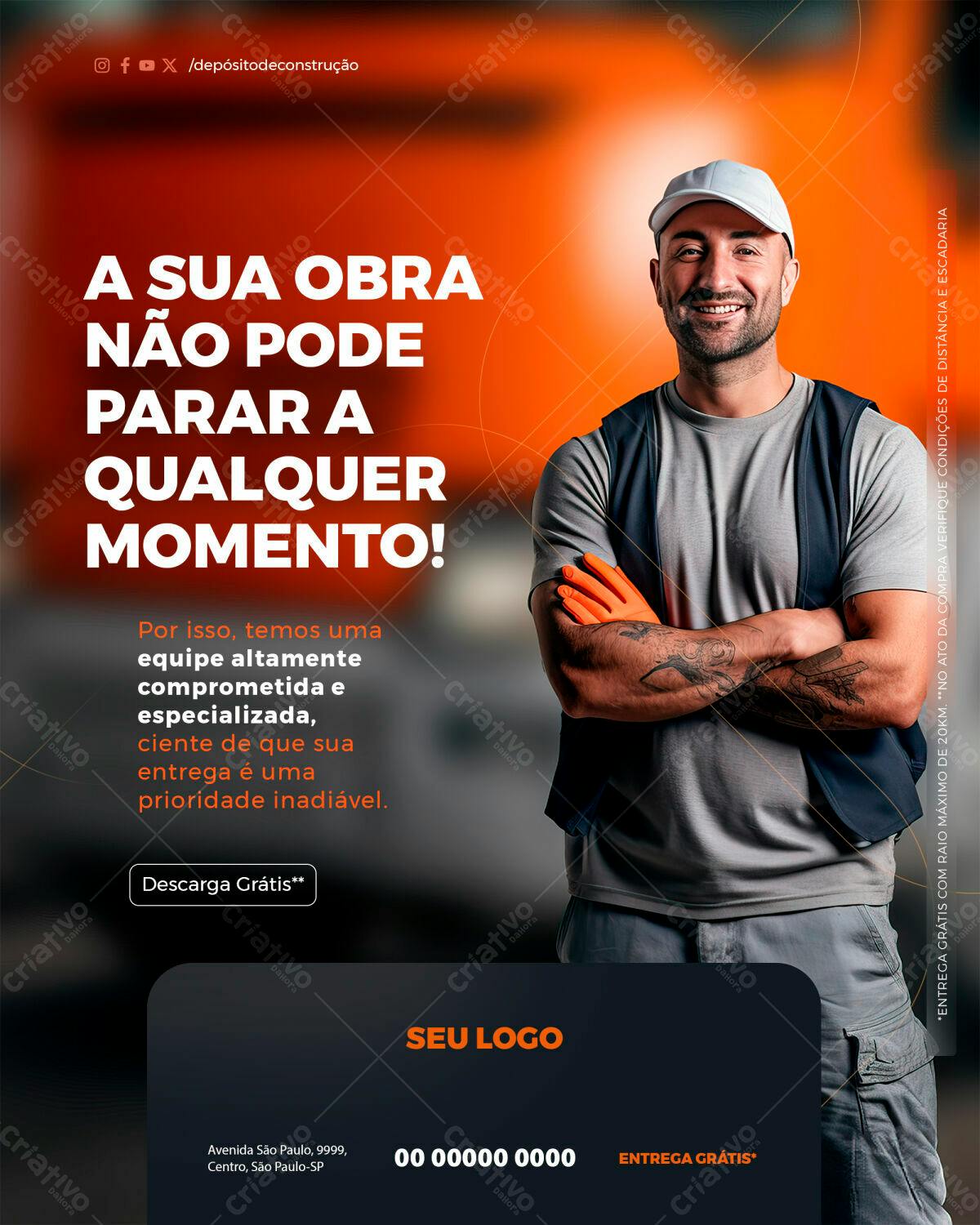 Flyer para Empresa de Construção PSD Editável
