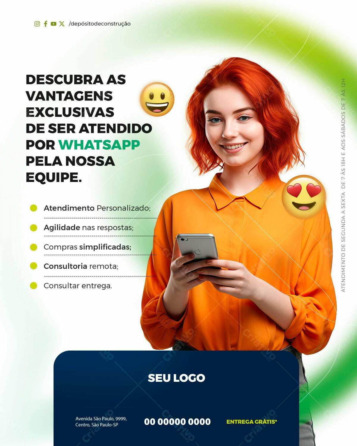 Flyer WhatsApp para Negócios PSD Editável