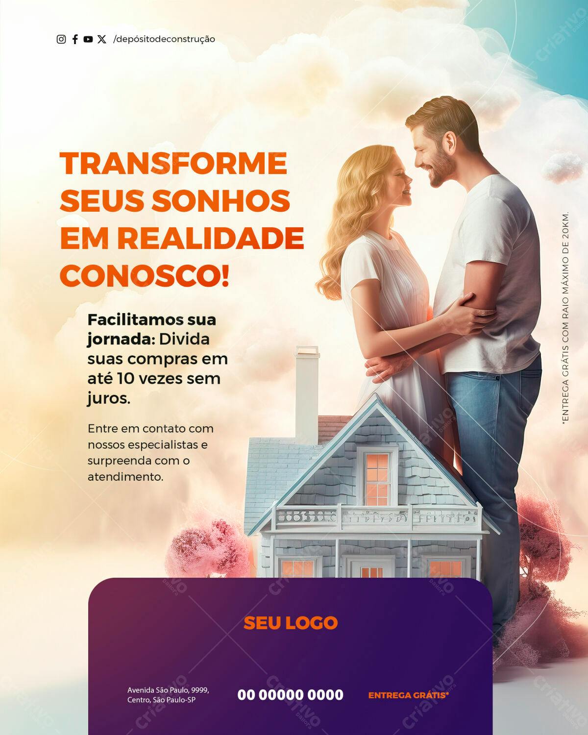 Flyer para Realizar Sonhos Imobiliários PSD Editável
