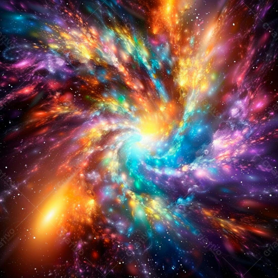 Galáxia espiral colorida e brilhante