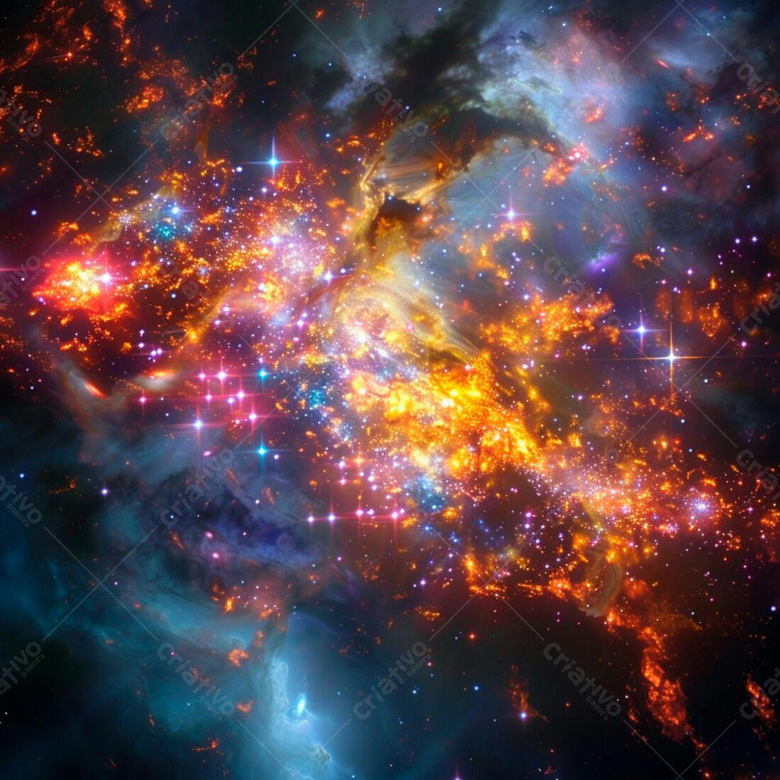 Nebulosa cósmica cores vibrantes