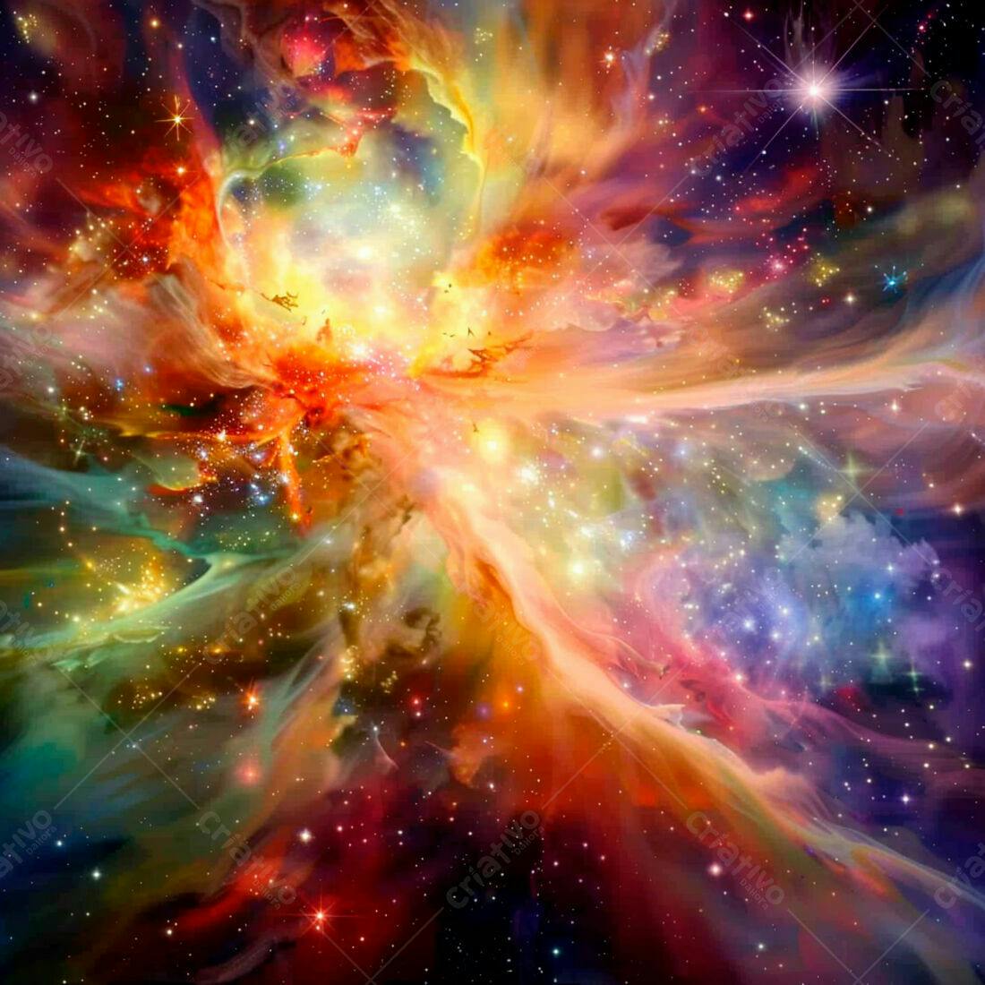 Nebulosa cósmica cores vibrantes