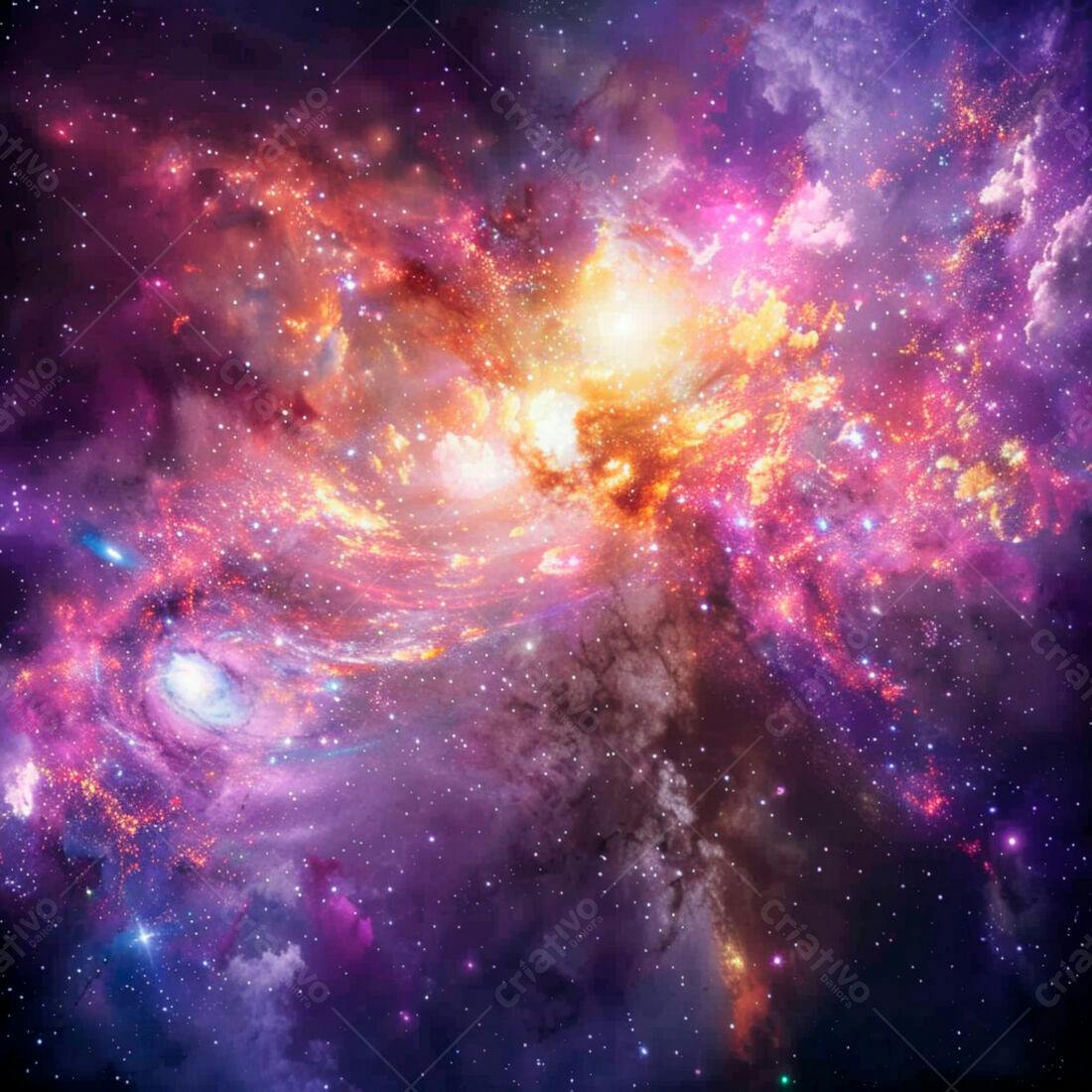 Nebulosa cósmica tons rosa e laranja