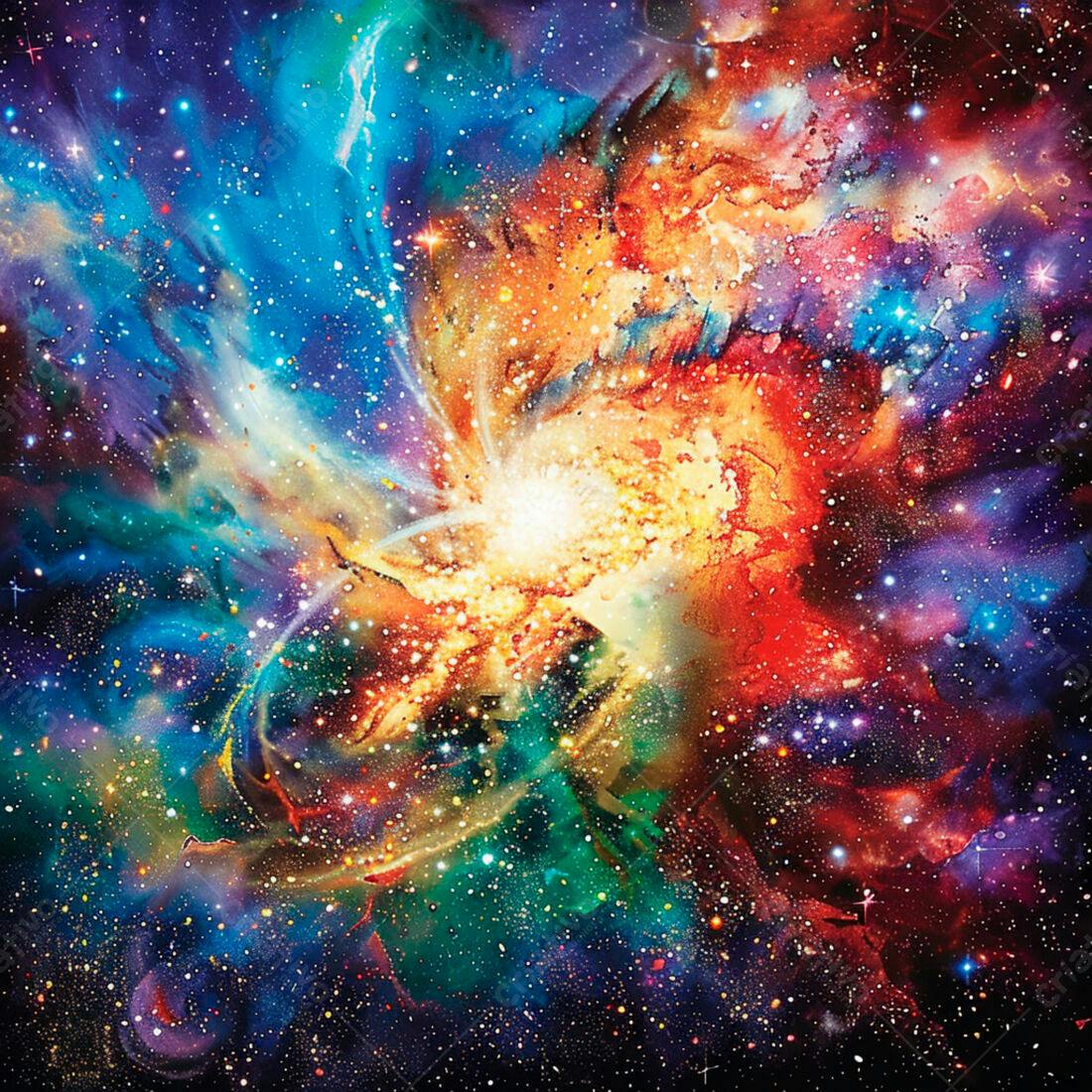 Explosão Estelar Nebulosa Colorida