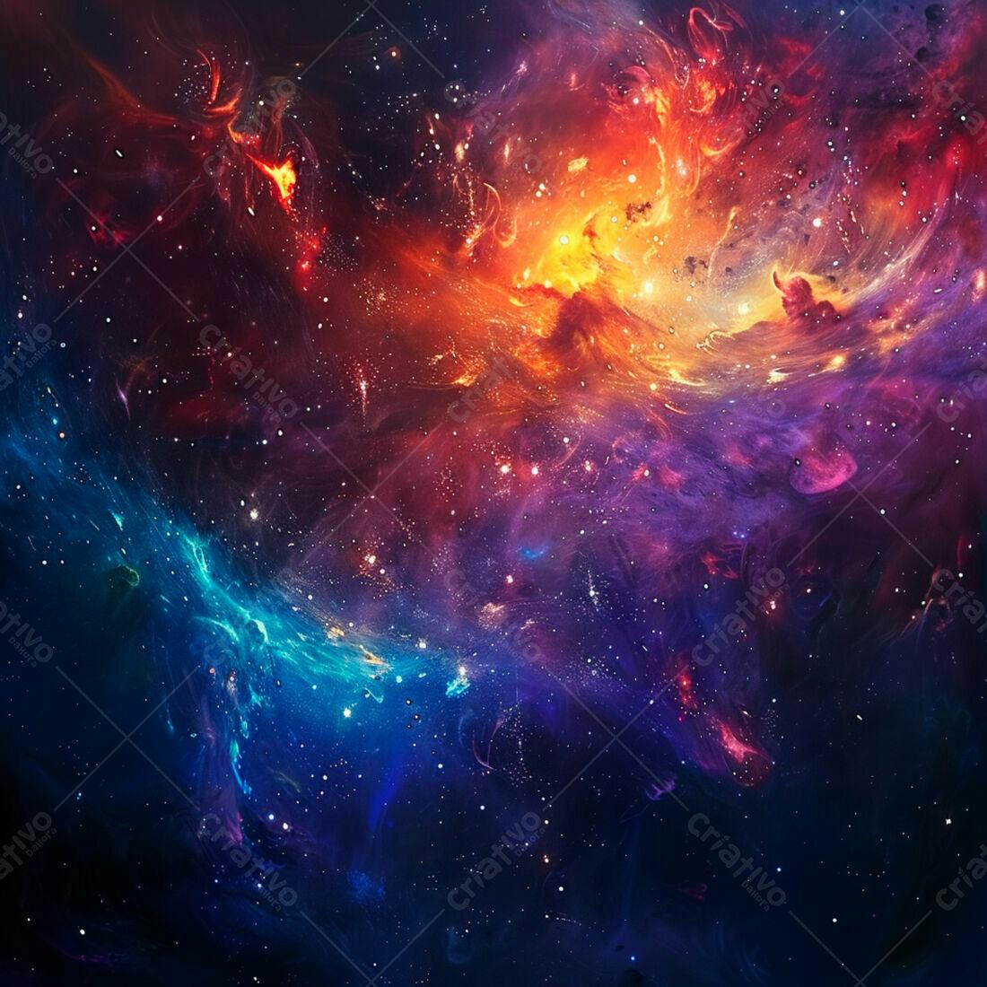 Nebulosa cósmica cores vibrantes