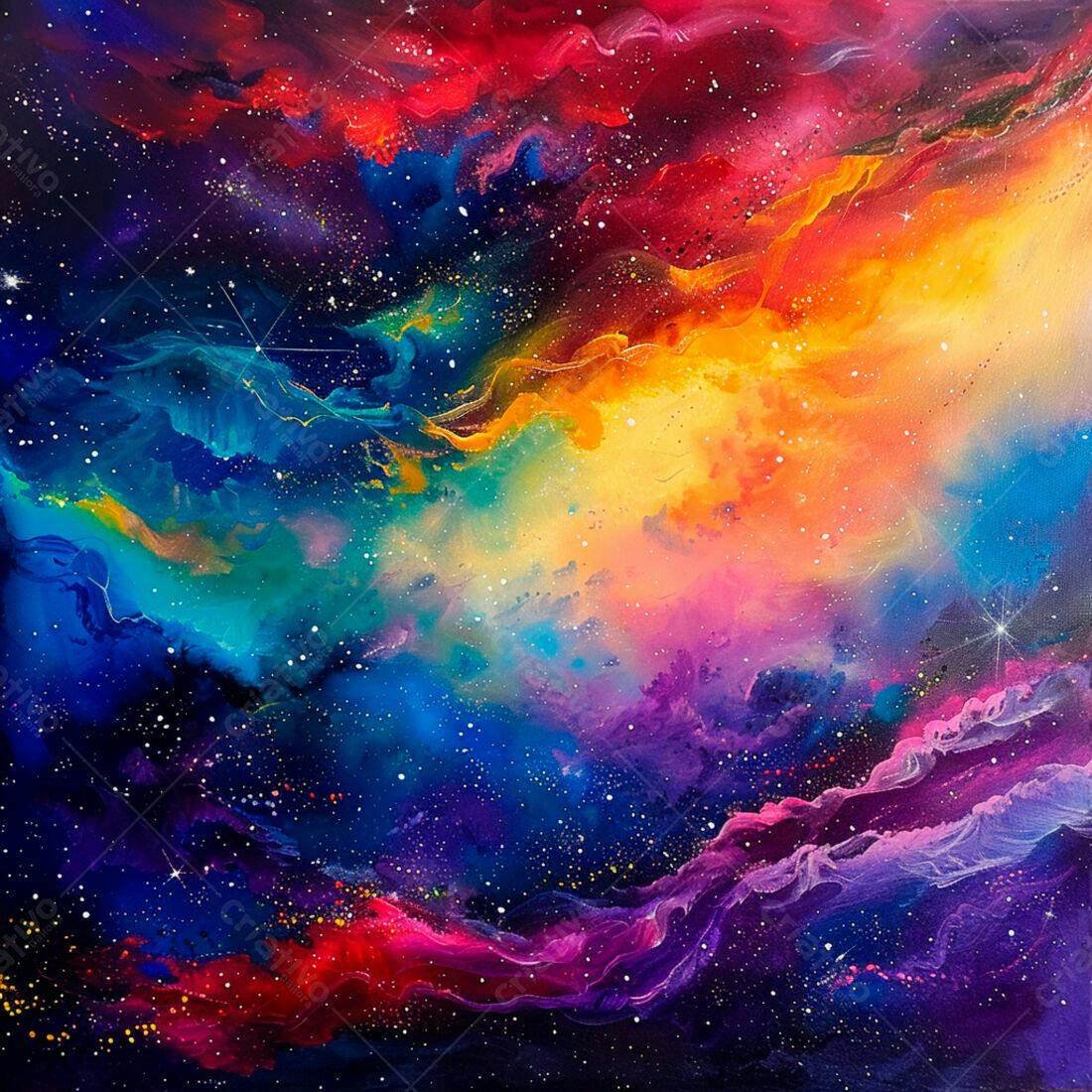 Nebulosa cósmica cores vibrantes