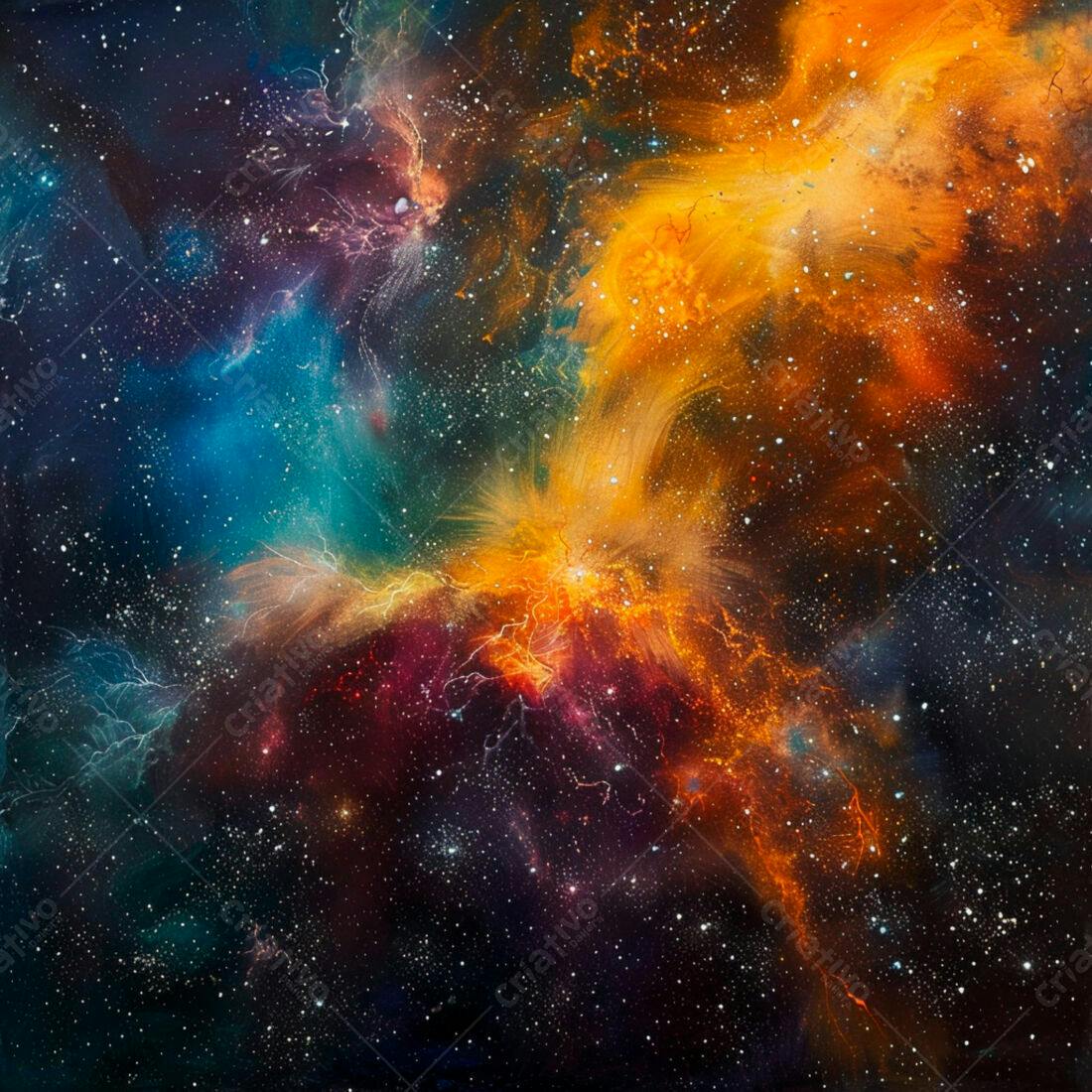 Nebulosa cósmica cores vibrantes
