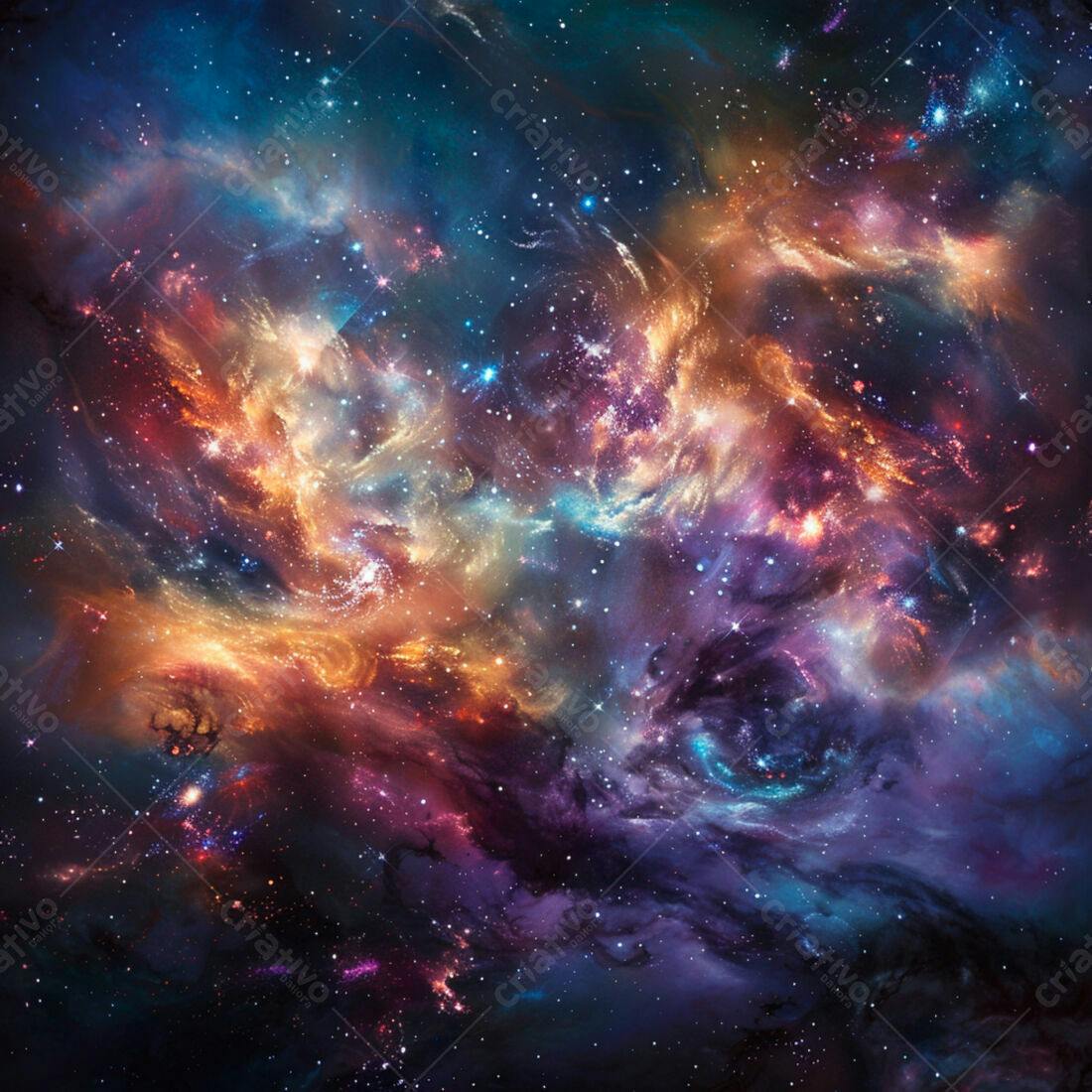 Nebulosa cósmica cores vibrantes