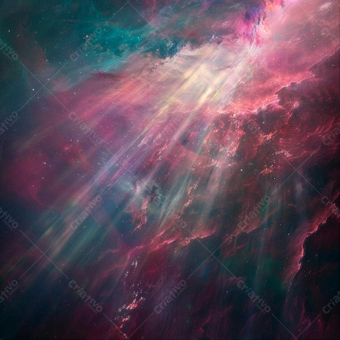 Nebulosa cósmica tons rosados e azulados
