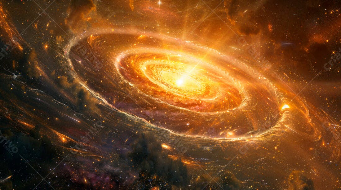 Galáxia espiral dourada e escura