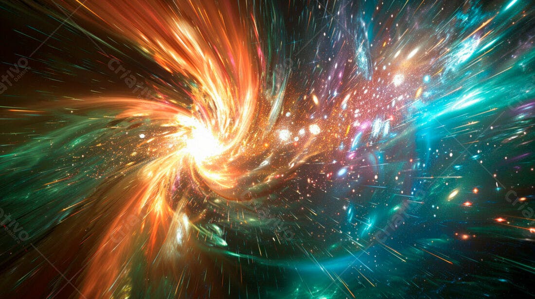Explosão Estelar Cores Laranja e Verde
