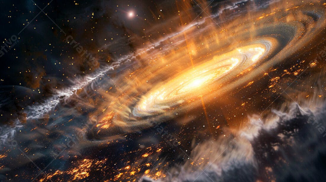 Galáxia espiral dourada e escura