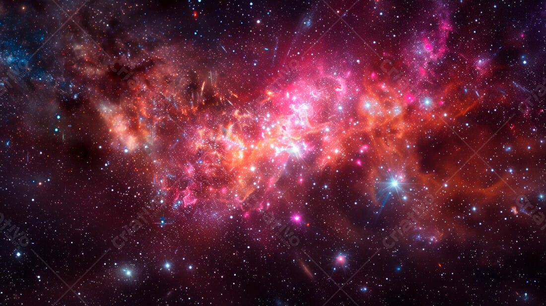 Nebulosa Vermelha e Rosa no Espaço