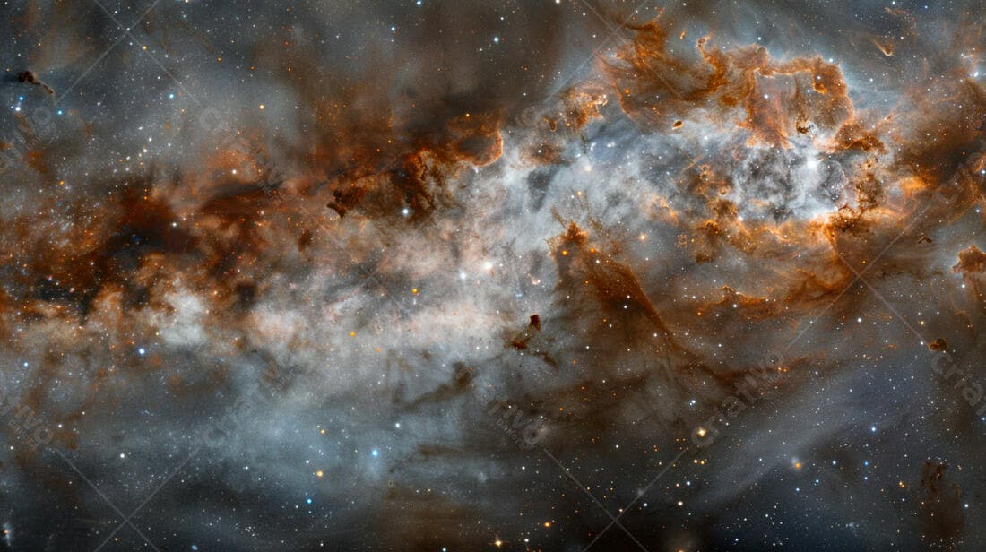 Nebulosa cósmica tons laranja e cinza